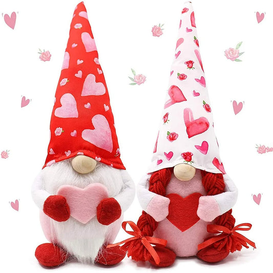2PCS Valentine'S Day Creative Decor Ornaments, Gnome Faceless Ornaments Valentines Day Decorations for the Home Valentine Ornaments, Handmade for Valentines Day Decoration, Sweet Valentines Gift