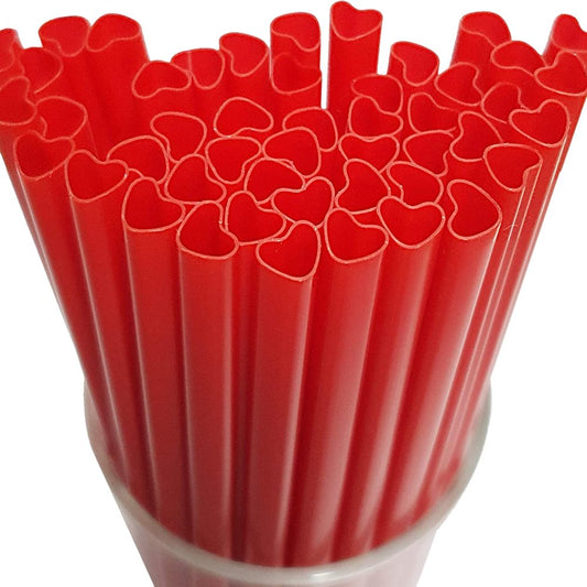 100Pcs Heart Shaped Red Straws Disposable Drinking Cute Straw Individually Wrapped Plastic Red Straw Valentines Day Cocktail Party Birthday Party Bridal Shower Wedding Supplies…